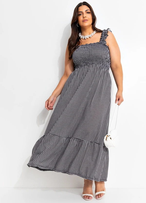 Marguerite - Vestido Xadrez Preto e Branco em Malha 7