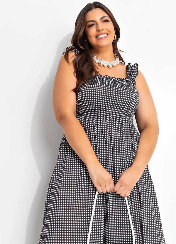 Marguerite - Vestido Xadrez Preto e Branco em Malha 8