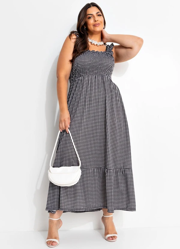 Marguerite - Vestido Xadrez Preto e Branco em Malha 9