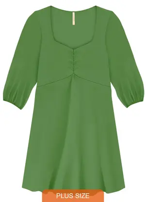 Lunender Mais Mulher - Vestido Curto Plus Size em Malha com Verde - LUNENDER MAIS MULHER