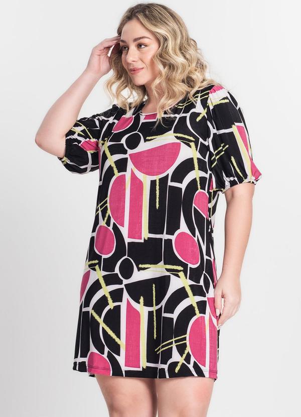 Infinita Cor - Vestido Malha Fria Plus Preto