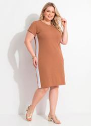 Vestido Marrom Claro Ribana Canelada Macia