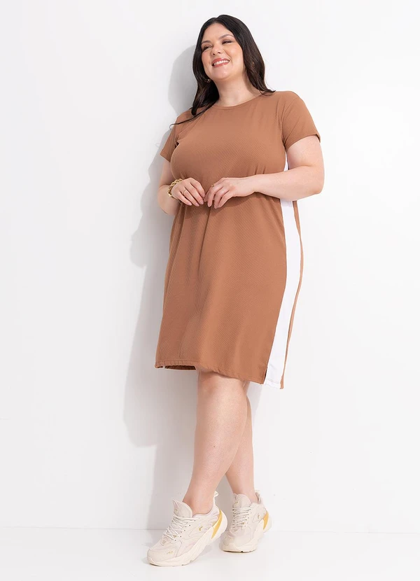 Marguerite - Vestido Marrom Claro Ribana Canelada Macia 2