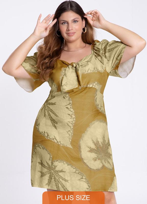 Lunender Mais Mulher - Vestido Plus Size em Viscose Laço Amarelo