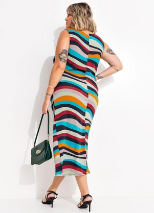 Marguerite - Vestido Listrado Irregular em Malha com Elastano - MARGUERITE