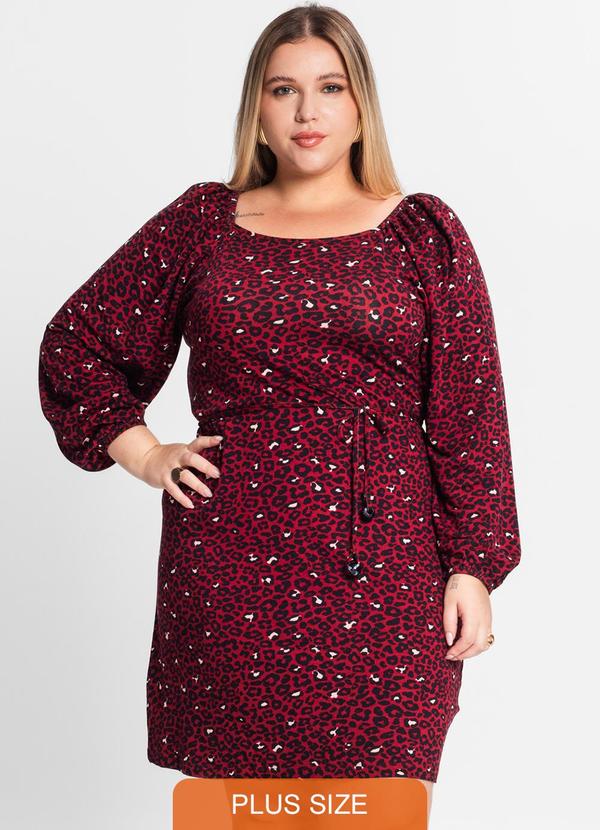 Secret Glam - Vestido Manga Longa Plus Size Vermelho