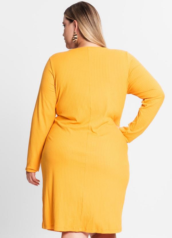 Secret Glam - Vestido Plus Size em Ribana Canelada Amarelo 2