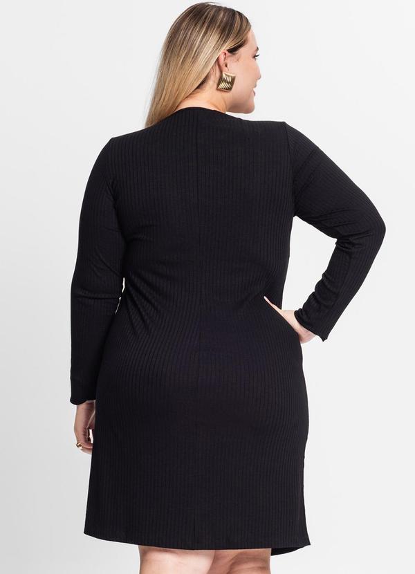 Secret Glam - Vestido Plus Size em Ribana Canelada Preto 2