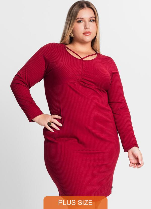 Secret Glam - Vestido Plus Size em Ribana Canelada Vermelho 2