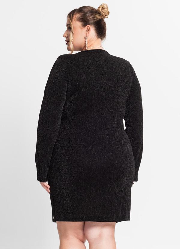 Secret Glam - Vestido Plus Size Feminino Manga Longa Preto 2