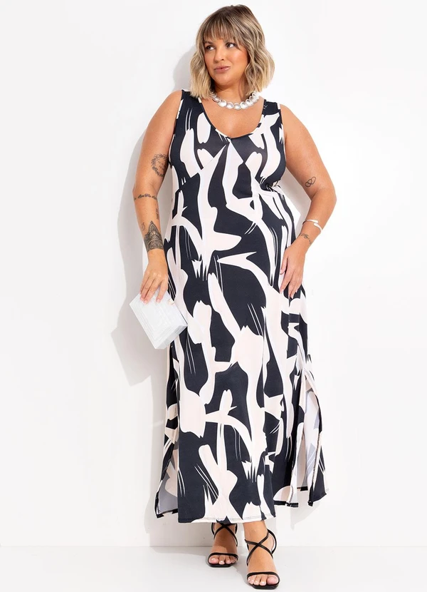 Marguerite - Vestido Abstrata em Malha com Elastano 5