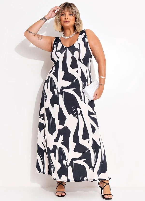 Marguerite - Vestido Abstrata em Malha com Elastano 3