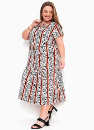 Marguerite - Vestido Abstrato e Listras em Malha - MARGUERITE