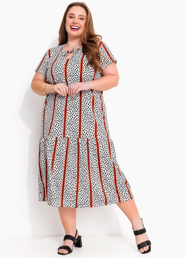 Marguerite - Vestido Abstrato e Listras em Malha 3