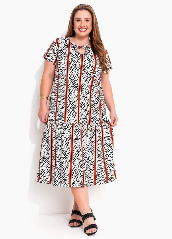 Marguerite - Vestido Abstrato e Listras em Malha 5