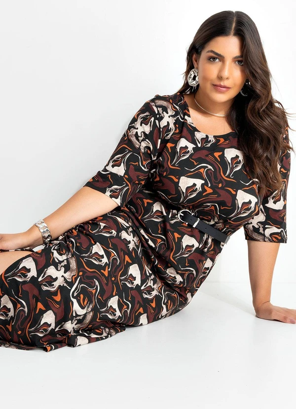 Marguerite - Vestido Abstrato em Malha de Viscose 5