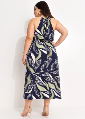 Marguerite - Vestido Abstrato Marinho em Malha de Viscose - MARGUERITE