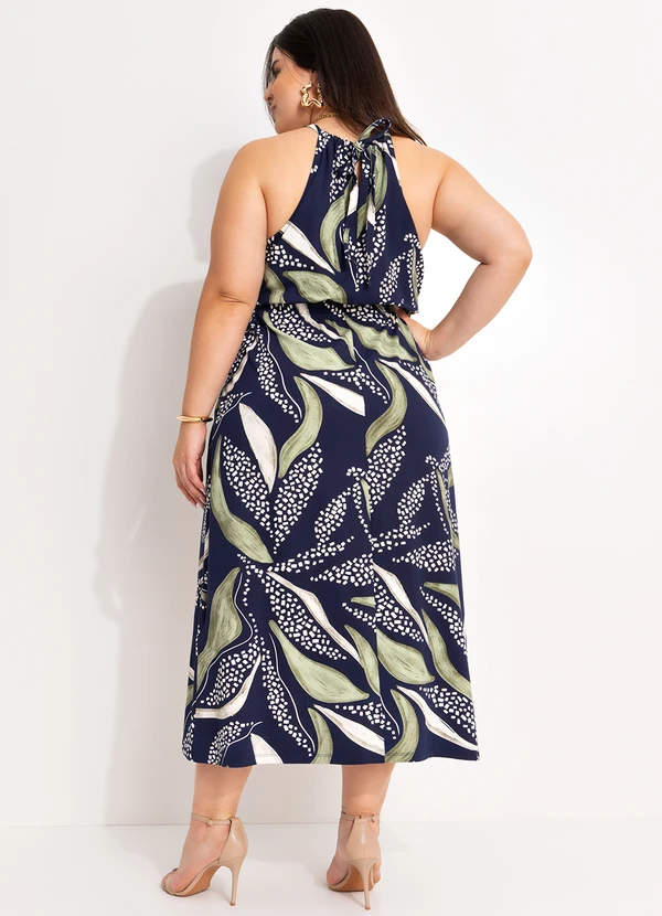 Marguerite - Vestido Abstrato Marinho em Malha de Viscose 3