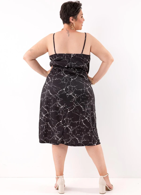 Marguerite - Vestido Abstrato Preto em Jersey Acetinado 3