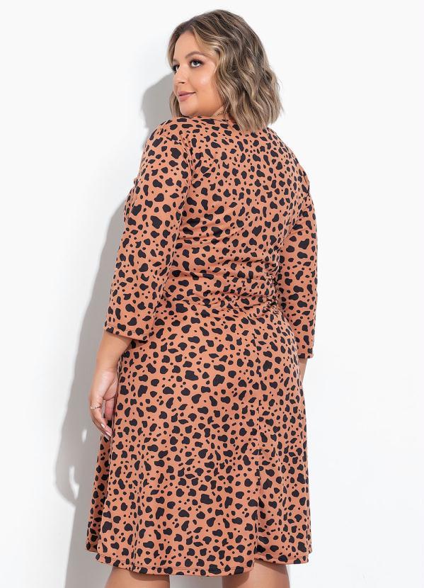 Marguerite - Vestido Animal Print com Mangas 3/4 Plus Size 2