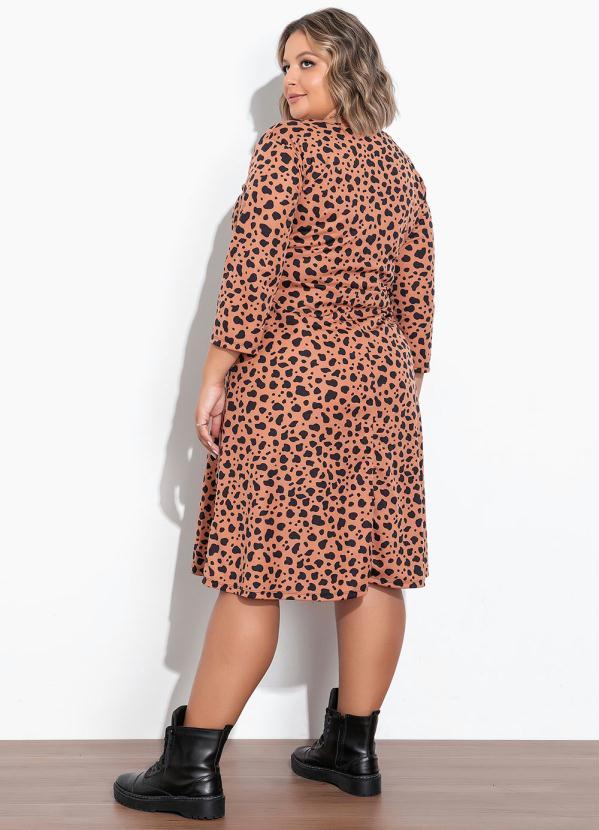 Marguerite - Vestido Animal Print com Mangas 3/4 Plus Size 4