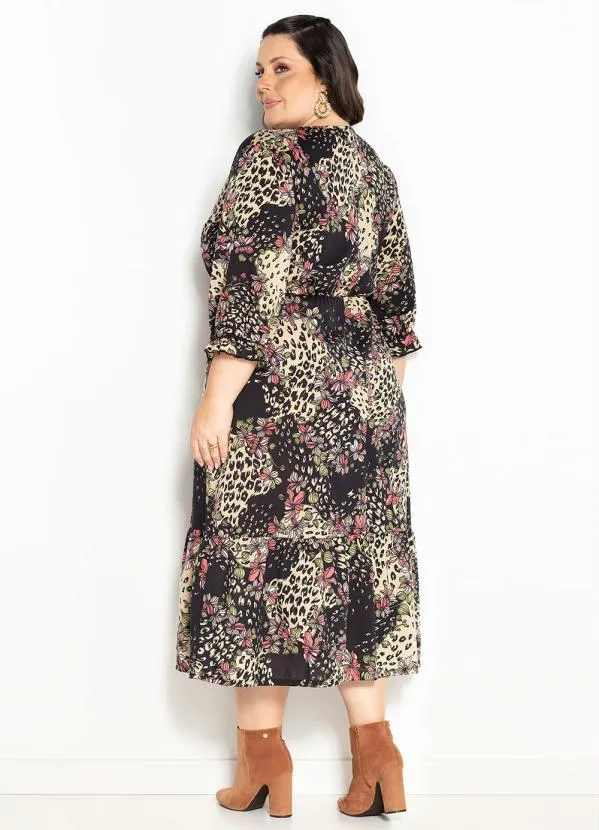 Marguerite - Vestido Animal Print com Mangas Plus Size 2
