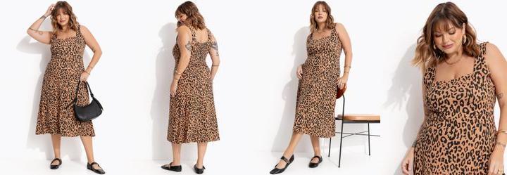 Vestido Animal Print em Malha de Viscose