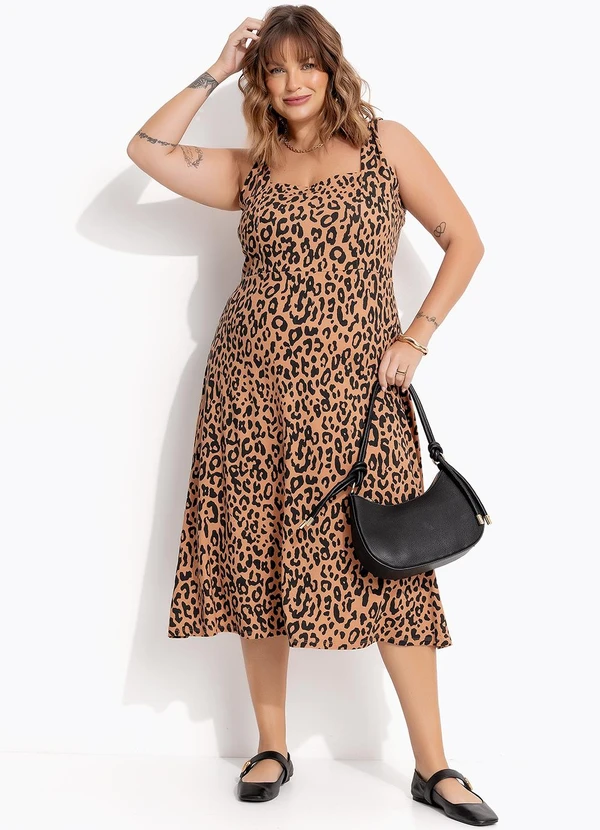 Marguerite - Vestido Animal Print em Malha de Viscose