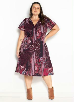 Vestido (Arabescos Bord) com Amarrao Plus Size