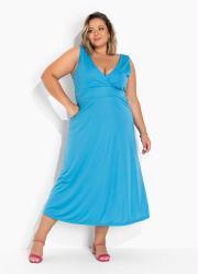 Vestido Azul com Alas Largas Plus Size