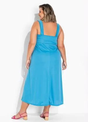 Marguerite - Vestido Azul com Alças Largas Plus Size - MARGUERITE