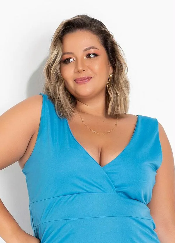 Marguerite - Vestido Azul com Alças Largas Plus Size