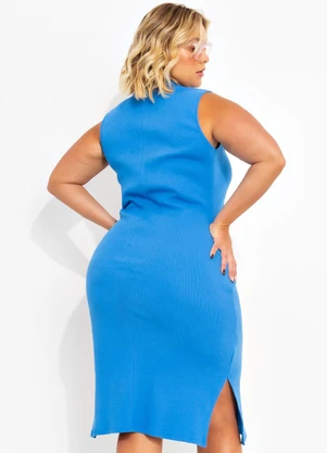 Marguerite - Vestido Azul em Canelado - MARGUERITE