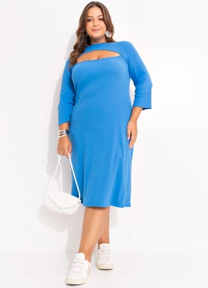 Marguerite - Vestido Azul em Canelado - MARGUERITE