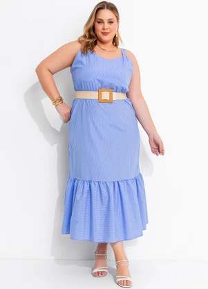 Marguerite - Vestido Azul em Tecido Plano de Alfaiataria - MARGUERITE