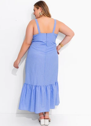 Marguerite - Vestido Azul em Tecido Plano de Alfaiataria - MARGUERITE