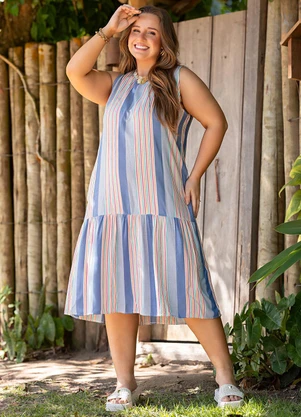 Marguerite - Vestido Azul em Viscose Plana - MARGUERITE