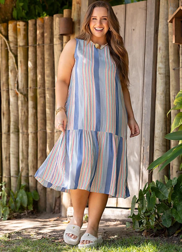 Marguerite - Vestido Azul em Viscose Plana