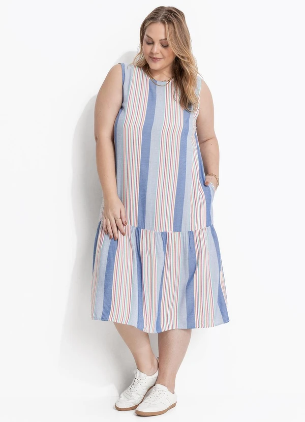 Marguerite - Vestido Azul em Viscose Plana 3