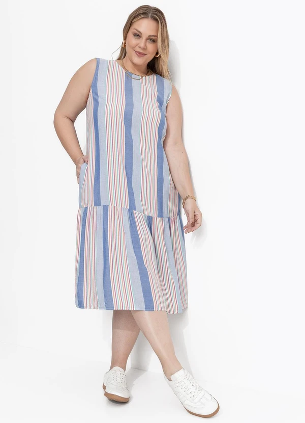 Marguerite - Vestido Azul em Viscose Plana