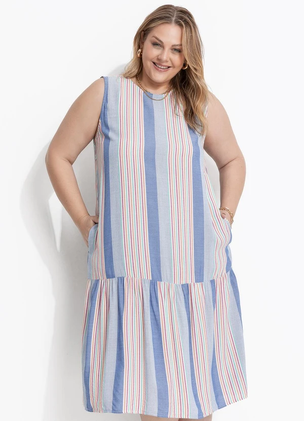 Marguerite - Vestido Azul em Viscose Plana 9