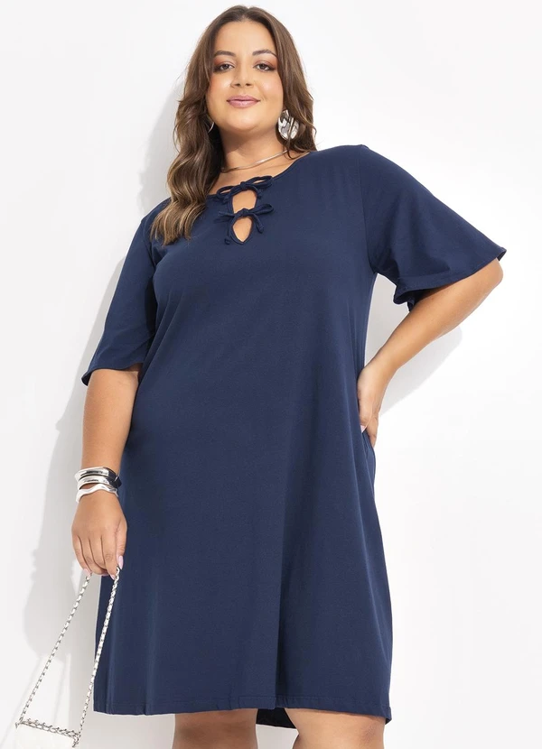 Marguerite - Vestido Azul Escuro em Malha de Algodão