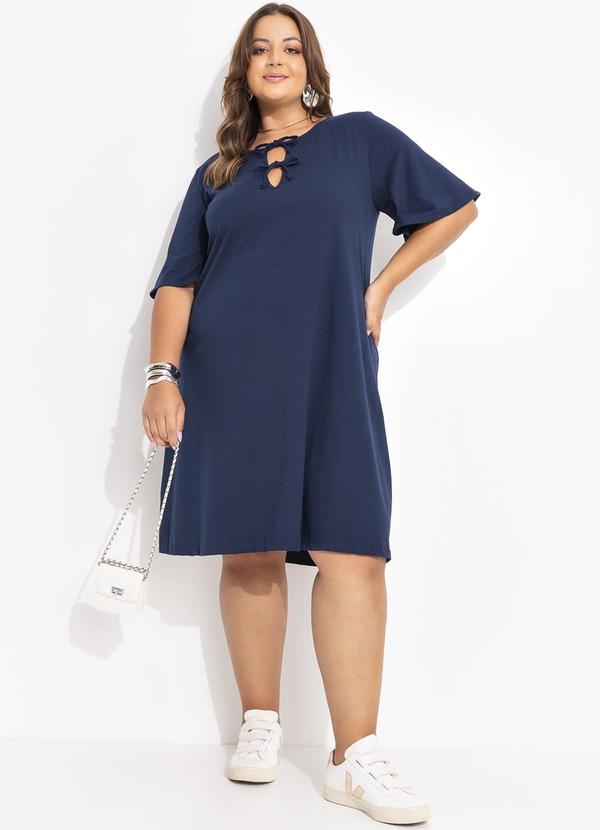 Marguerite - Vestido Azul Escuro em Malha de Algodão 3