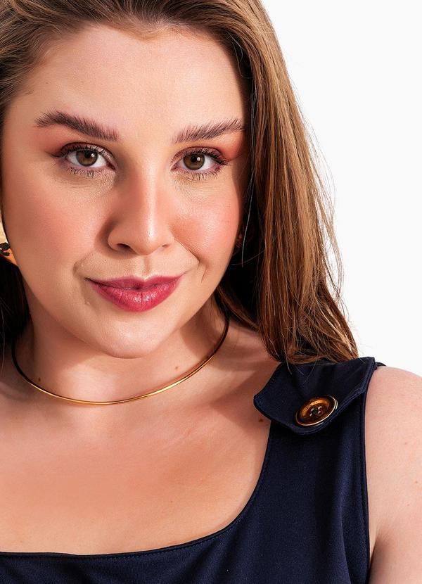 Marguerite - Vestido Azul Marinho com Botões Decorativos 3