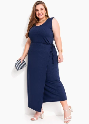 Marguerite - Vestido Azul Marinho em Canelado - MARGUERITE