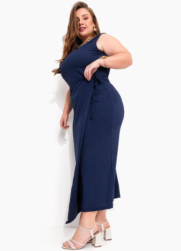 Marguerite - Vestido Azul Marinho em Canelado 4