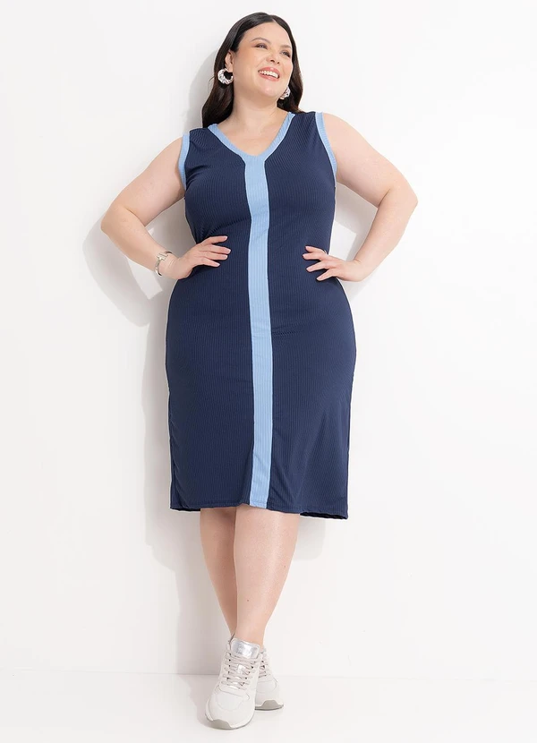 Marguerite - Vestido Azul Marinho em Malha Canelada 2