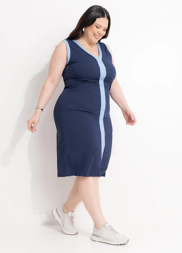 Marguerite - Vestido Azul Marinho em Malha Canelada 3