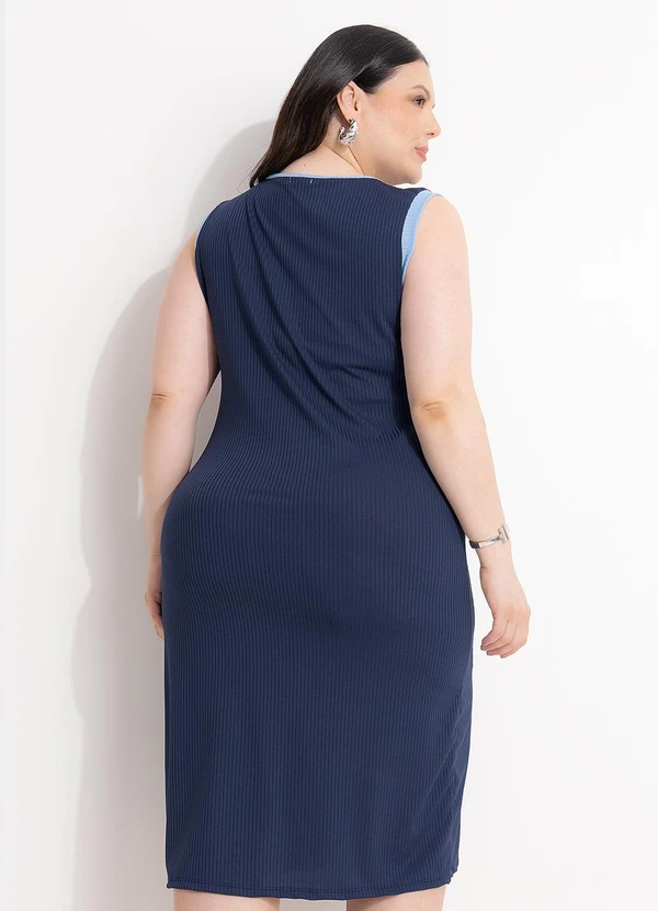 Marguerite - Vestido Azul Marinho em Malha Canelada