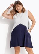 Vestido Azul Marinho em Malha de Algodo